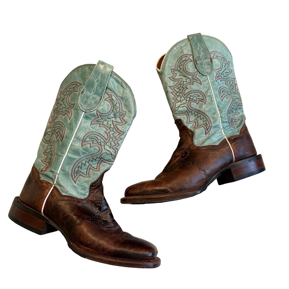 DAN POST DP2863 San Michelle Collection Stockman Boot in Turquoise/Brown Sz 7.5 - Picture 2 of 16